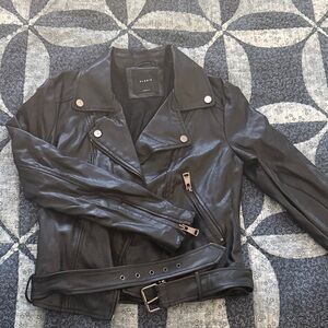 Elodie Black Leather Biker Jacket